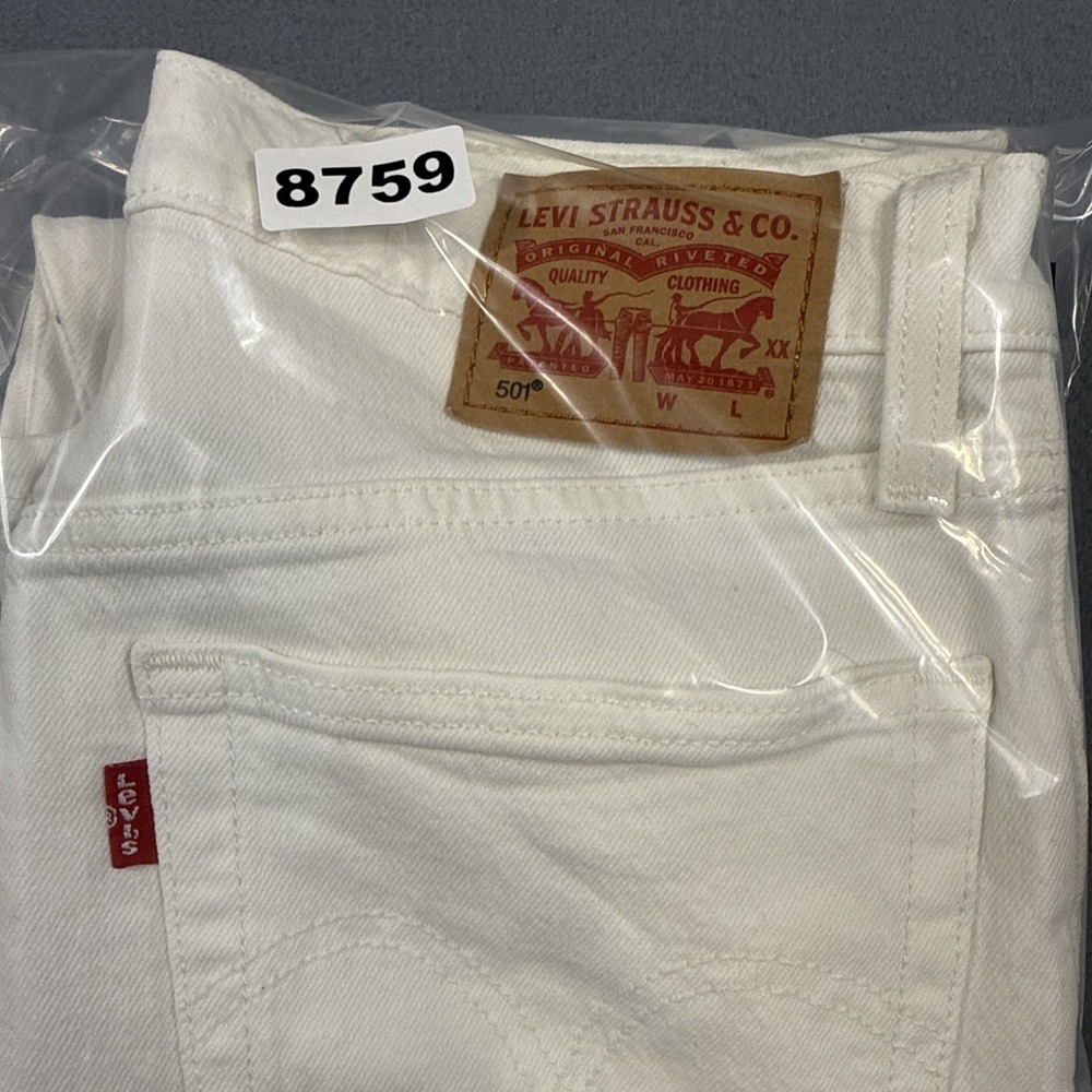 Levis Jeans Adult 27/26  White Denim 501 Skinny Button Fly Big E Premium - Picture 8 of 8